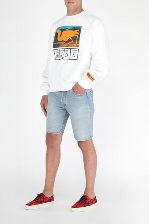 Heron Print Sweatshirt in White HERON PRESTON